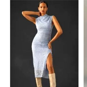 New Anthropologie The Maya Rouched Cowl-Neck:  Lace Edition Size M